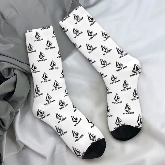 Volcom-Chaussettes coordonnantes pour homme, logo diamant, bas fantaisie, chaussettes de skateboard,