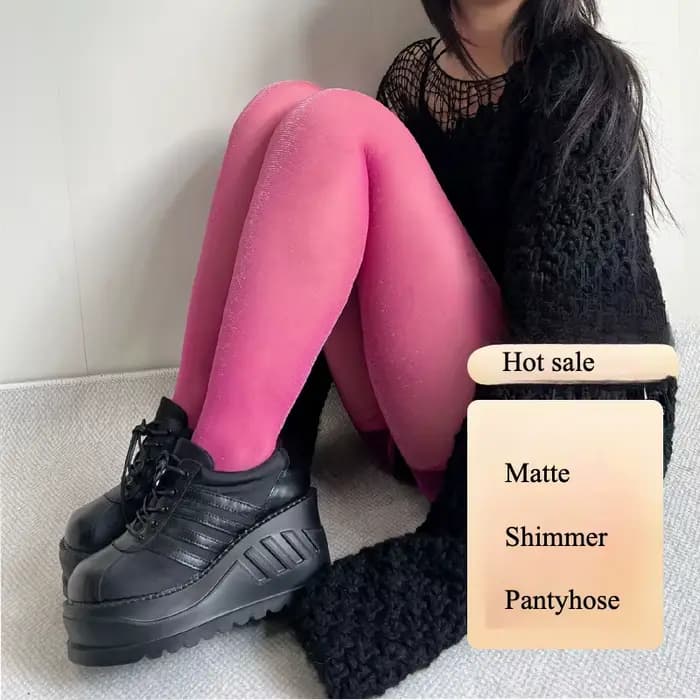 Collants scintillants mats, rose vif, violet, bleu, pour femmes, Lingerie, bas de corps érotiques, C