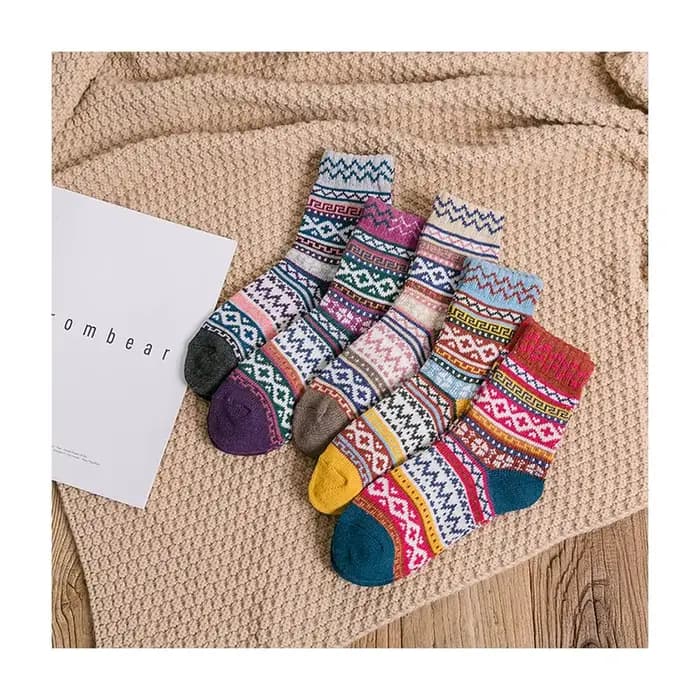 5 paires/lot nouvelles chaussettes en laine pour femmes couleur mixte mode femmes chaussettes longue