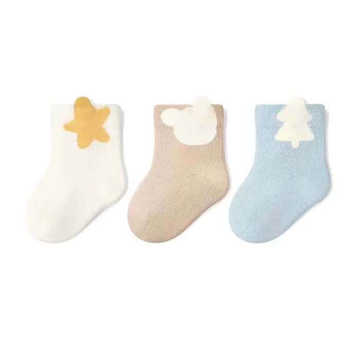 Chaussettes mi-tube décontractées pour enfants, chaussettes mignonnes en coton pour nouveau-né, pr