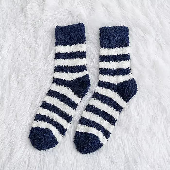 Chaussettes à rayures pour hommes, chaussettes souples, en velours de corail épais, chaud, à la mode