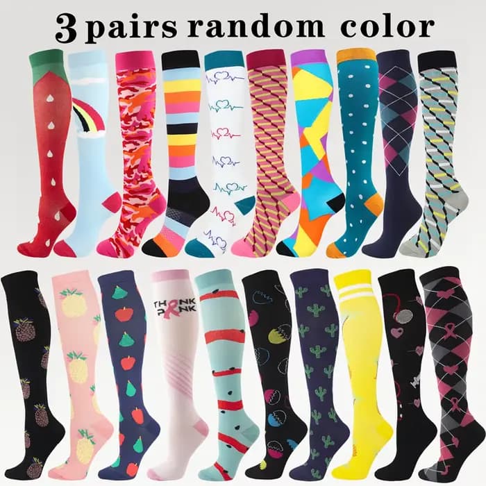 3 paires de chaussettes de Compression de couleur aléatoire pour femmes, chaussettes serrées pour fa