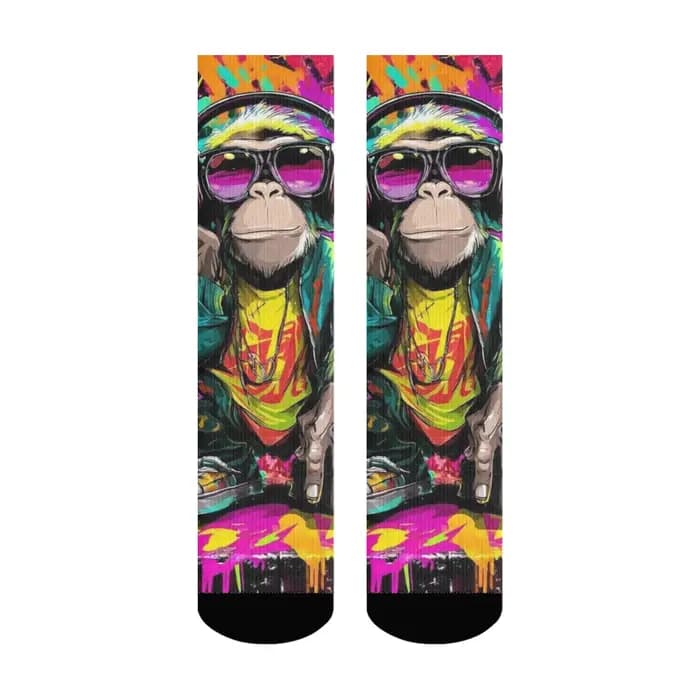 Chaussettes pour hommes Street Graffiti Hip-Hop Monkey, chaussettes amusantes et originales, style H