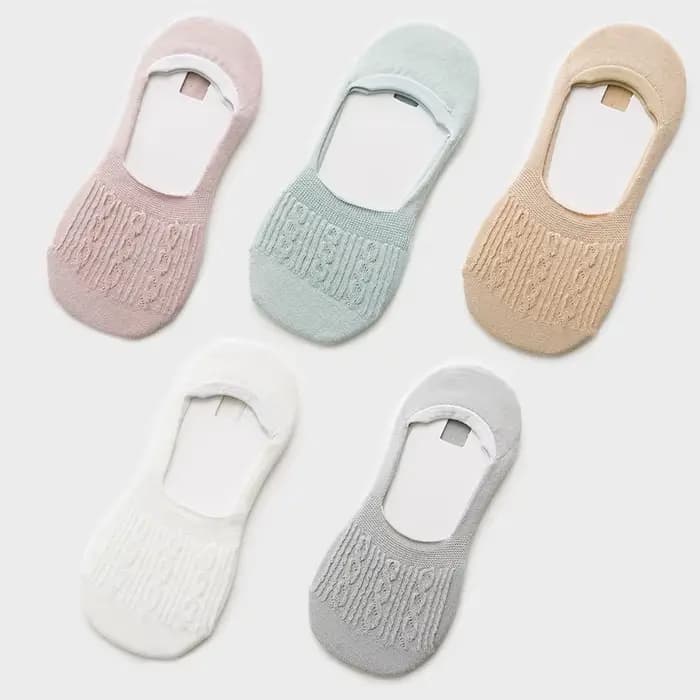 5 paires de chaussettes basses en coton pour femmes, flocons de neige solides, souples, en Silicone,