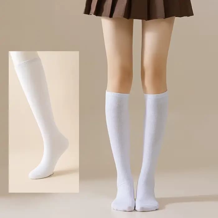 Chaussettes mollet souples pour femmes, chaussettes longues noires et blanches, bas Non vaporeux pou