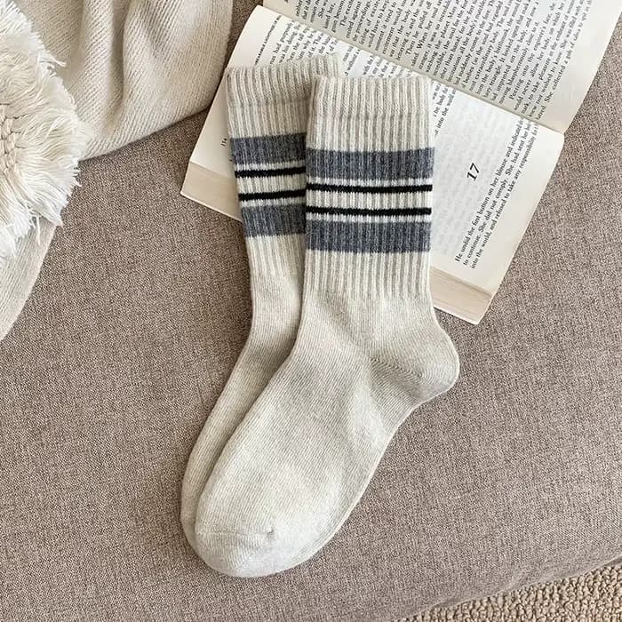 Optique Chaussettes pour femmes, Chaussettes rayées, artificiel astique, Laine, Chaud, Style preppy,