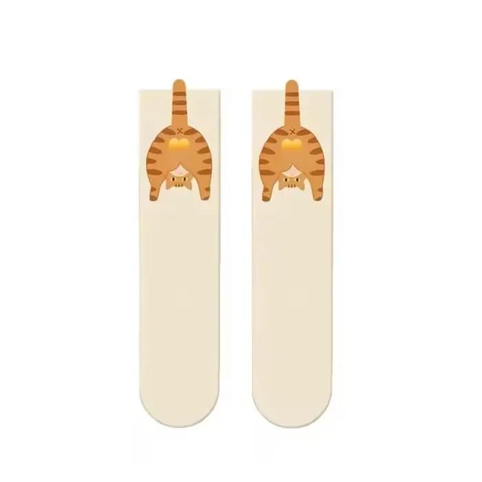 1/2 Paire de Chaussettes 3D Patte de Chat Mignonnes, Chaussettes d'Hiver Chaudes Mi-Mollet à Motif D