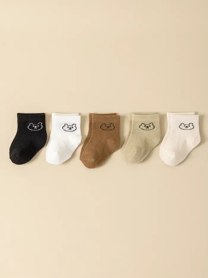 5 paires de chaussettes pour bébé, couleur unie, douces et confortables, blanches, mi-mollet, pour l