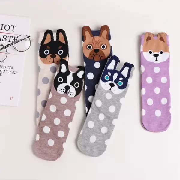 5 paires femmes chaussettes coton chaussettes mignon chaussettes chien nouveauté animaux chaussettes