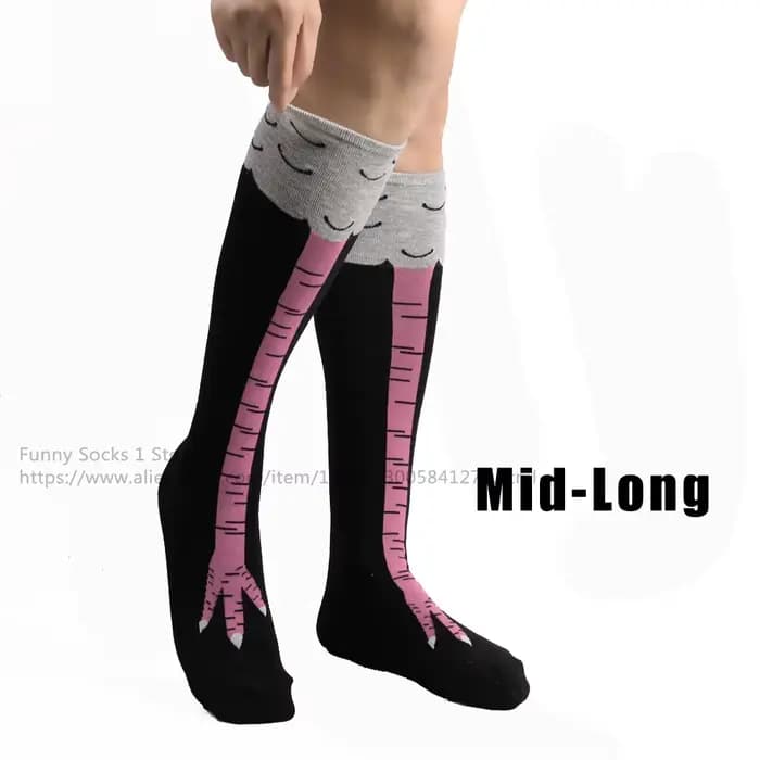 Hommes drôle 3D poulet chaussettes imprimer dessin animé Cosplay haute flexibilité cuisse haute chau