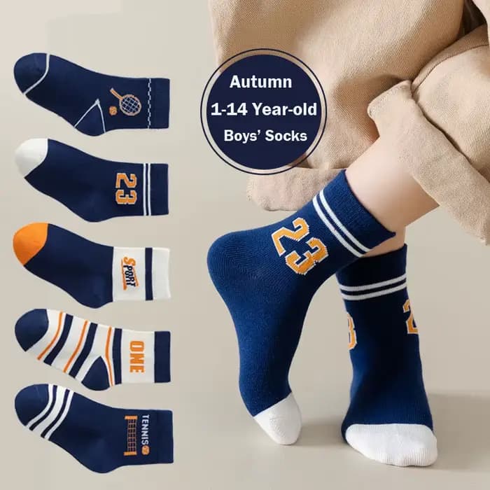 Chaussettes en coton pour enfants 1-14T, 5 paires/lot, chaussettes en coton doux, chaussettes mollet