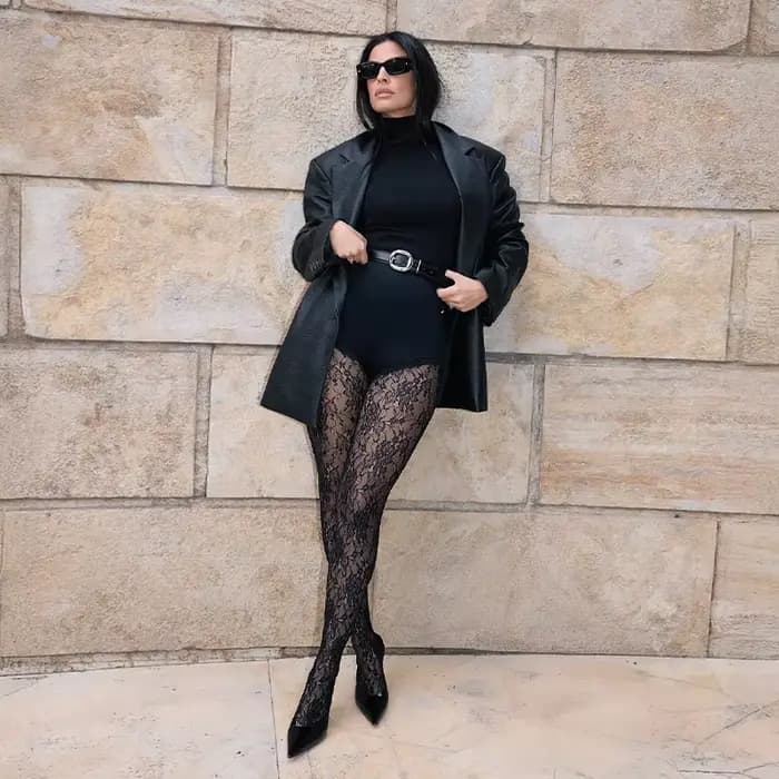Collants en dentelle bordeaux pour femmes, motif Floral, taille haute, Streetwear, bas transparents,