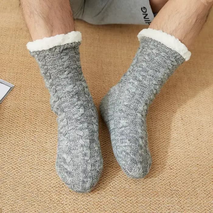 Chaussette thermique homme hiver chaud maison doux coton épaissi Plus velours dormir anti-dérapant a