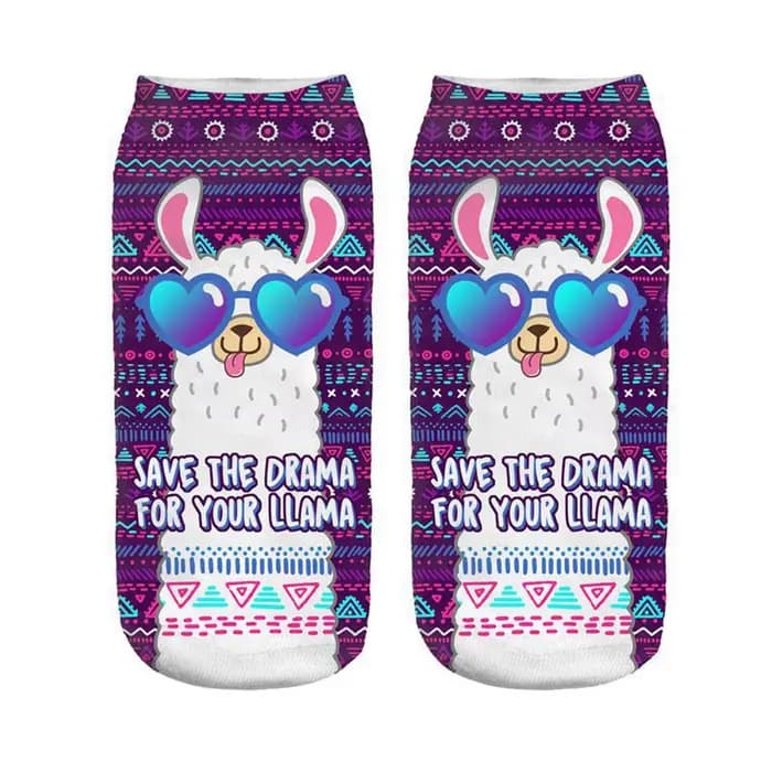 Impression 3D joyeux alpaga femmes chaussettes Unixex Invisible Sokken magique Cool mouton Art nouve