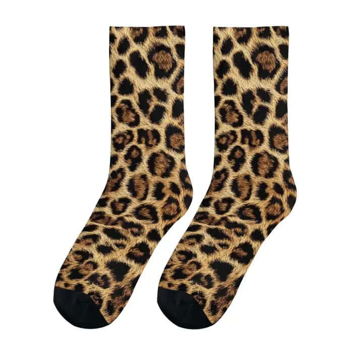 Chaussettes vintage pour hommes à imprimé léopard dérangedeant, chaussettes fantaisie amusantes hip-