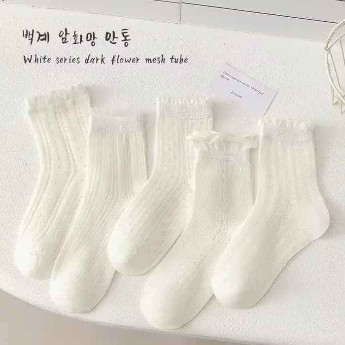 5 paires de chaussettes blanches pour filles, chaussettes fines de printemps et d'été, chaussettes r
