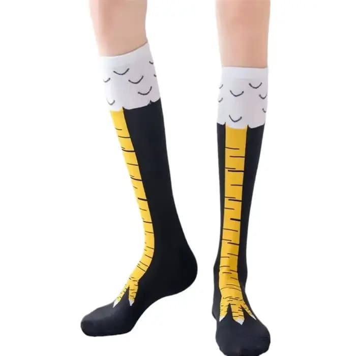 Chaussettes montantes pour femmes, tendance, motif griffe de poulet amusante, pour le sport et le fi
