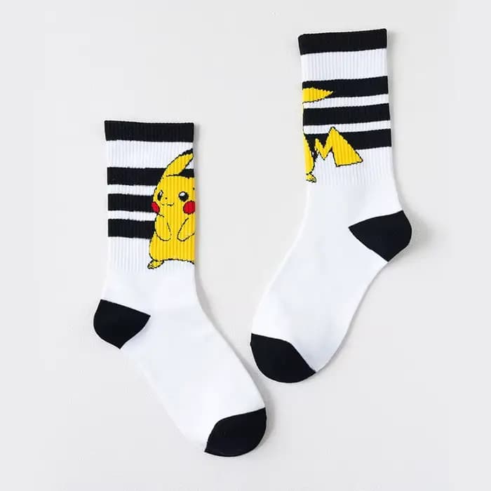 1/3 paires de chaussettes mi-mollet tricotées mignonnes de dessin animé Pokémon Pikachu pour hommes 