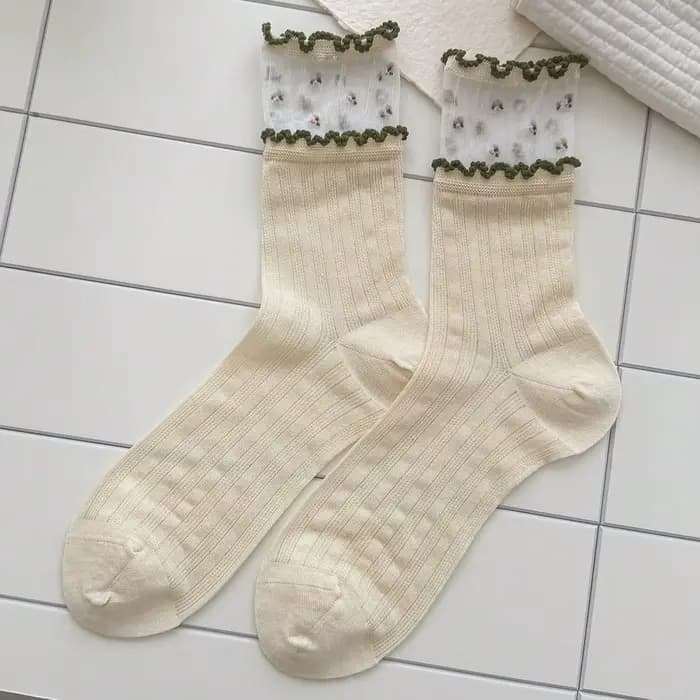 Chaussettes fines à fleurs pour femmes, chaussettes mignonnes pour filles, respirantes, Style coréen