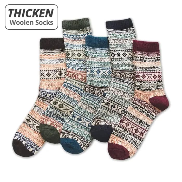 HSS-Chaussettes épaisses en laine de mouton pour hommes, style rétro, chaudes, colorées, mode, botte