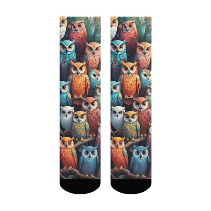 Chaussettes rétro Harajuku pour hommes, imprimé hibou coloré, confortables, respirantes, antidérapan