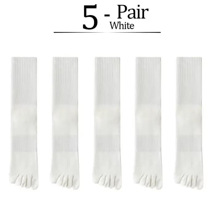 5 paires 100% coton hommes cinq doigts chaussettes couleur unie respirant absorbant bout fendu chaus