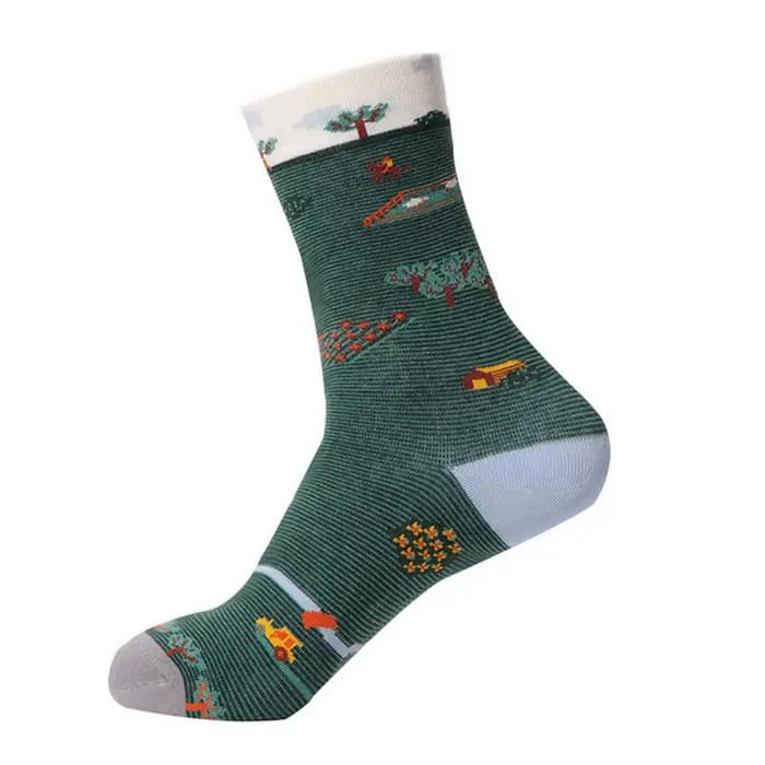 Chaussettes mi-tube peinture à l'huile française pour hommes et femmes, chaussettes littéraires, rét