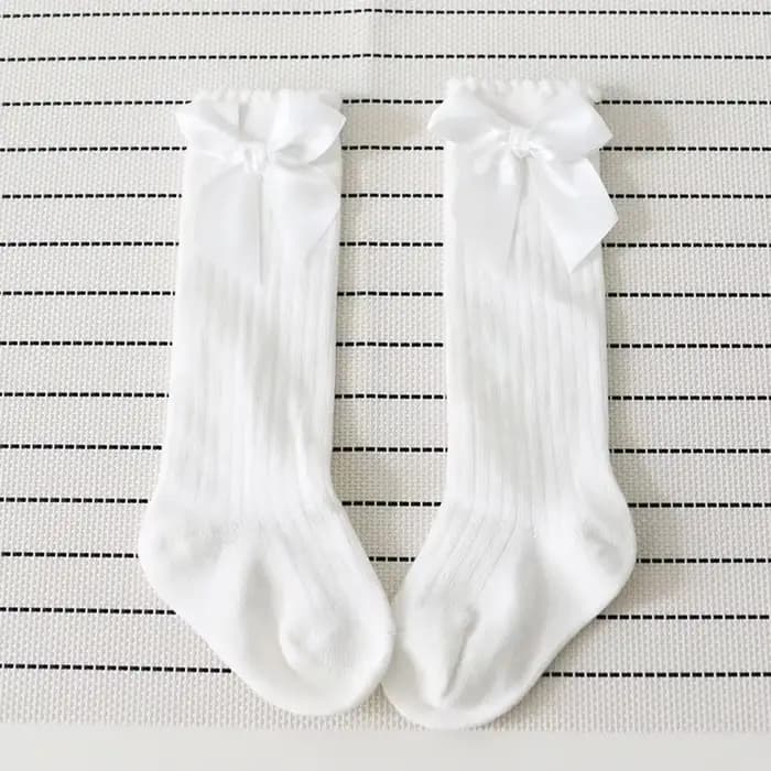 Jolies chaussettes à nœuds pour enfants, style royal, hauteur genoux, pour bébés filles