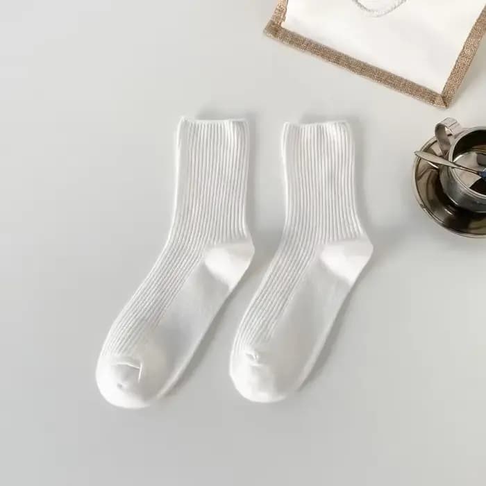 Chaussettes marron pour femmes, chaussettes tube en pur coton, style minimaliste, couleur unie, chau