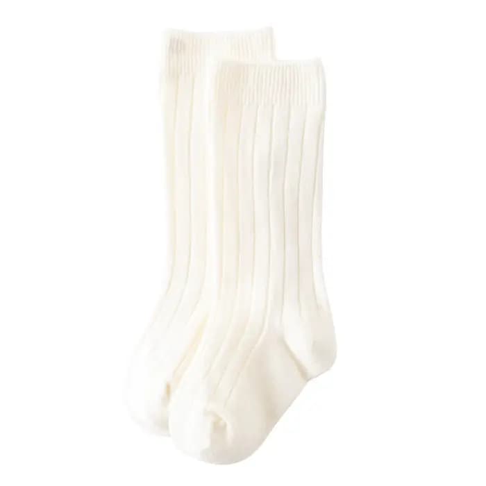 Chaussettes tricotées en coton pour nouveau-né, chaussettes montantes et solides pour bébé, Tube moy