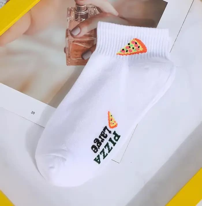 Été drôle dessin animé nourriture chaussettes frites unisexe blanc kawaii cheville chaussettes migno