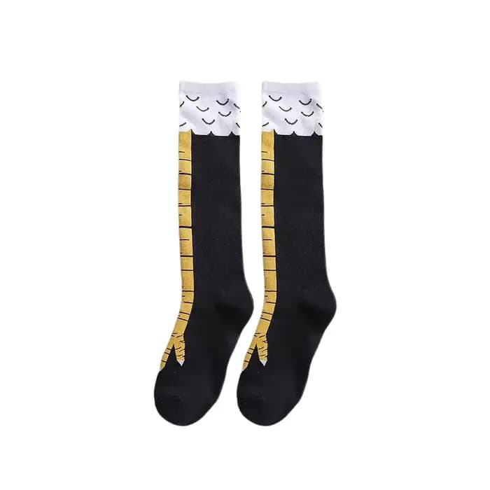 Chaussettes pour femmes originales à motif pattes de poulet et d'autruche, longues, montantes au gen