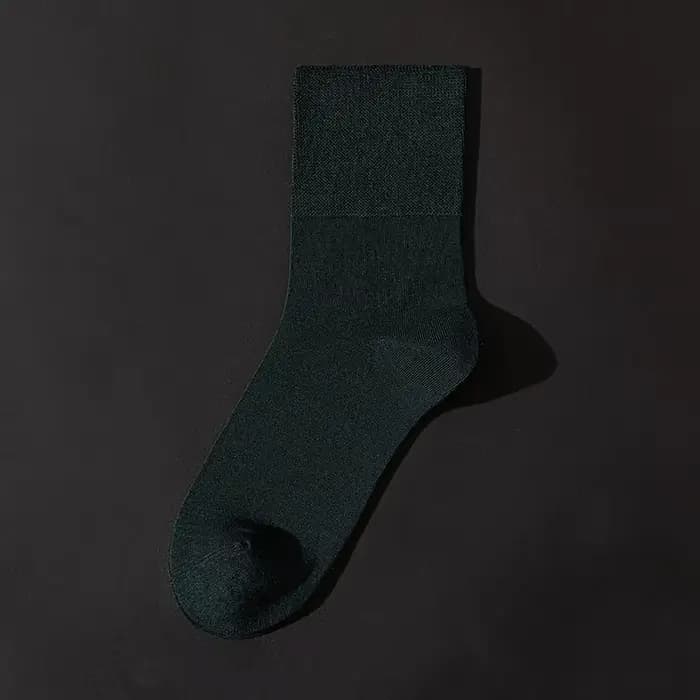 Chaussettes habillées en soie véritable pour hommes, non-élastiques, respirantes, douces, vert foncé