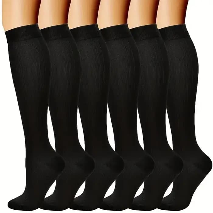 6 paires de chaussettes de Compression de couleur unie, chaussettes de Compression d'infirmière, cou