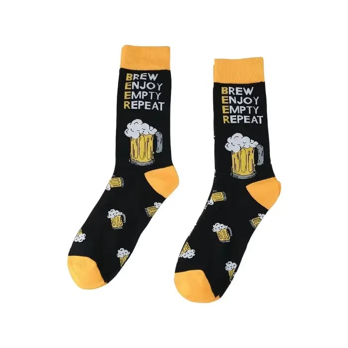 1 paire de chaussettes en verre de bière noir, nouvelles chaussettes créatives confortables et respi