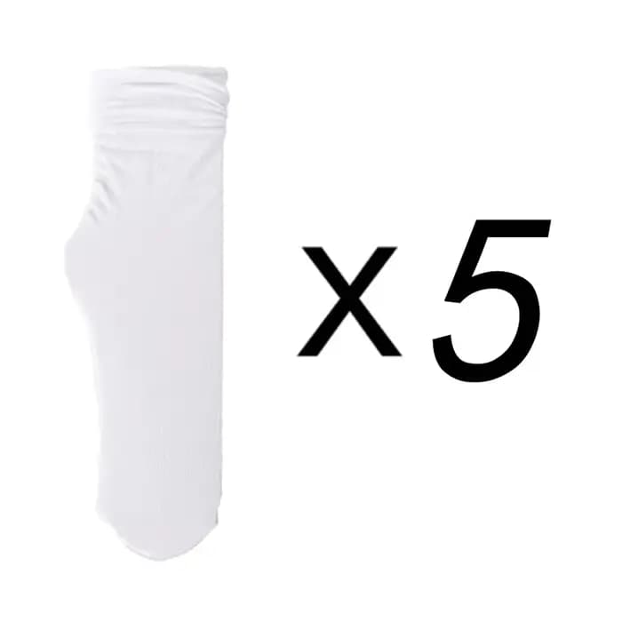    5 paires de chaussettes fines en soie glacée pour femmes, respirantes, mi-mollet, été, noir et b