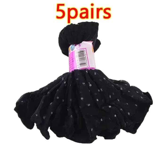 10 paires de chaussettes mi-tube en Nylon pour femmes, chaussettes ultra-fines en soie à pois, bonne