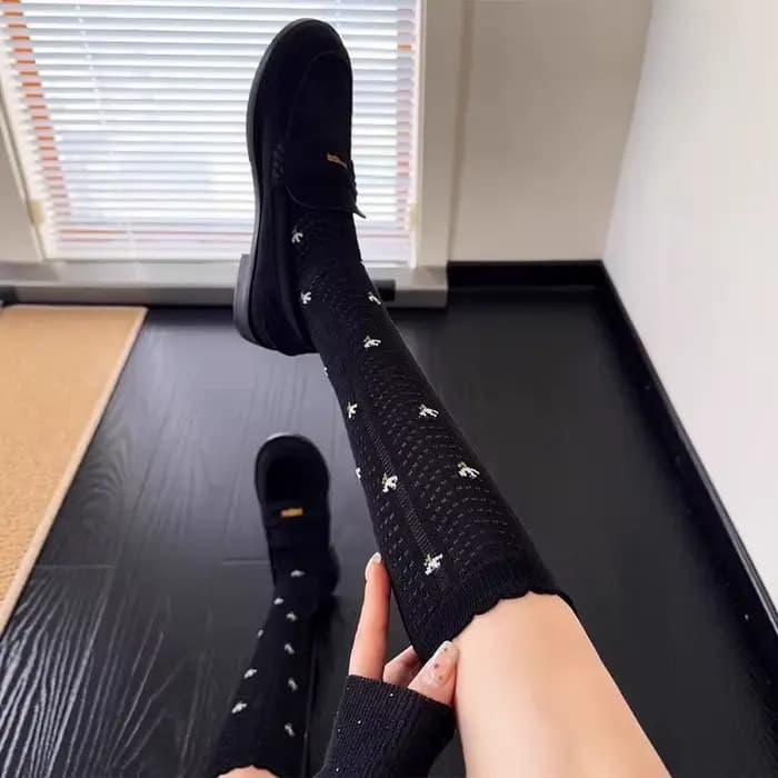 Chaussettes coréennes rétro en dentelle florale pour femmes, chaussettes confortables en coton de ha