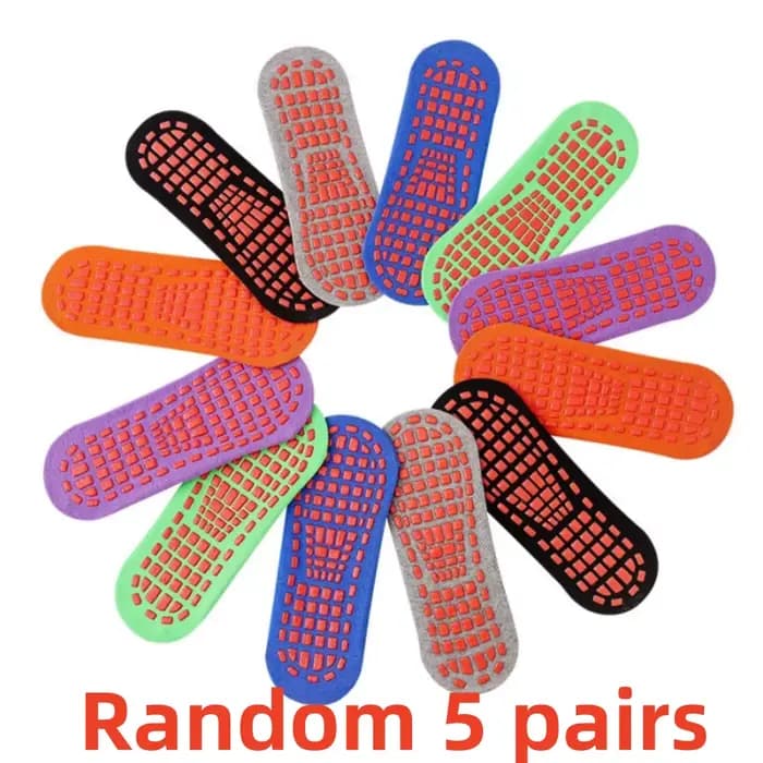 5 paires de chaussettes de trampoline aléatoires pour hommes et femmes, chaussettes antidérapantes à