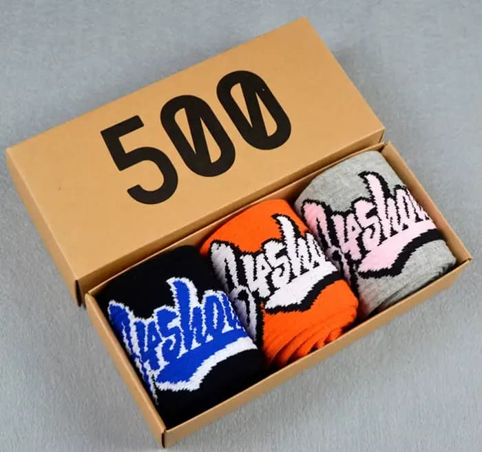 Chaussettes pour hommes 3 paires/boîte lettres colorées personnalité de rue sauvage drôle Hip Hop Co