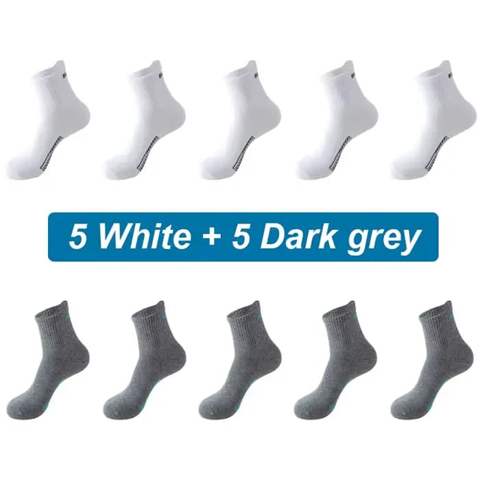 10 paires hommes chaussettes coton biologique respirant chaussettes de sport noir décontracté athlét