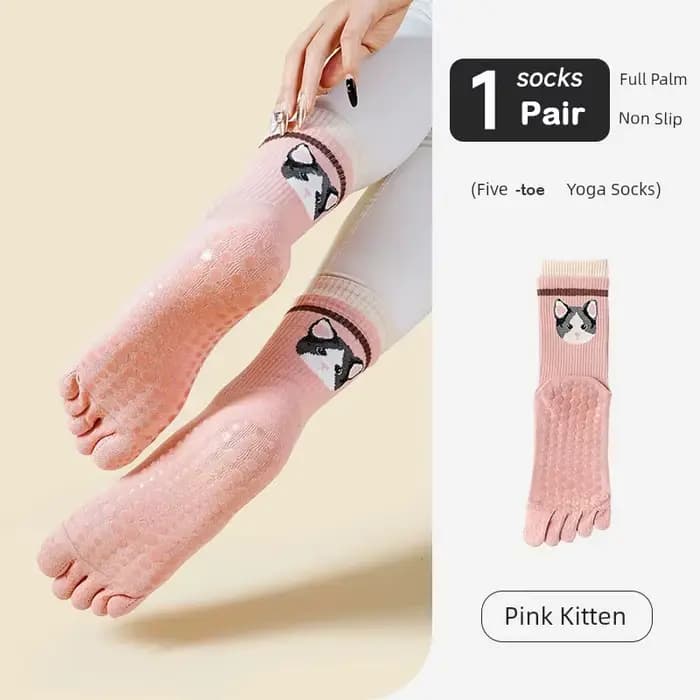 Chaussettes de yoga antidérapantes pour femmes - Design à 5 doigts, chaussettes de yoga antidérapant