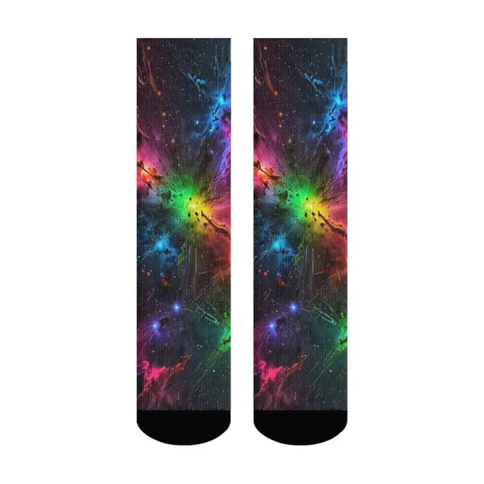 Cosmic Nebula Art Chaussettes pour hommes, chaussettes amusantes et originales, élastiques, respiran