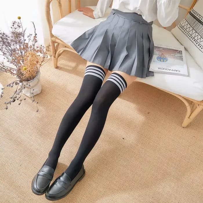 1 paire de Mini femmes filles mode école étudiant chaussettes printemps été Opaque sur genou cuisse 
