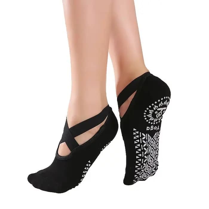 Chaussettes de sport anti-alde pour femmes, en coton, dos nu, avec points en silicone, pour yoga, ba