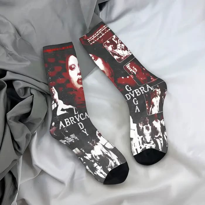 Ladys Gaga bas Abracadabra graphique chaussettes à la mode automne chaussettes antibactériennes femm