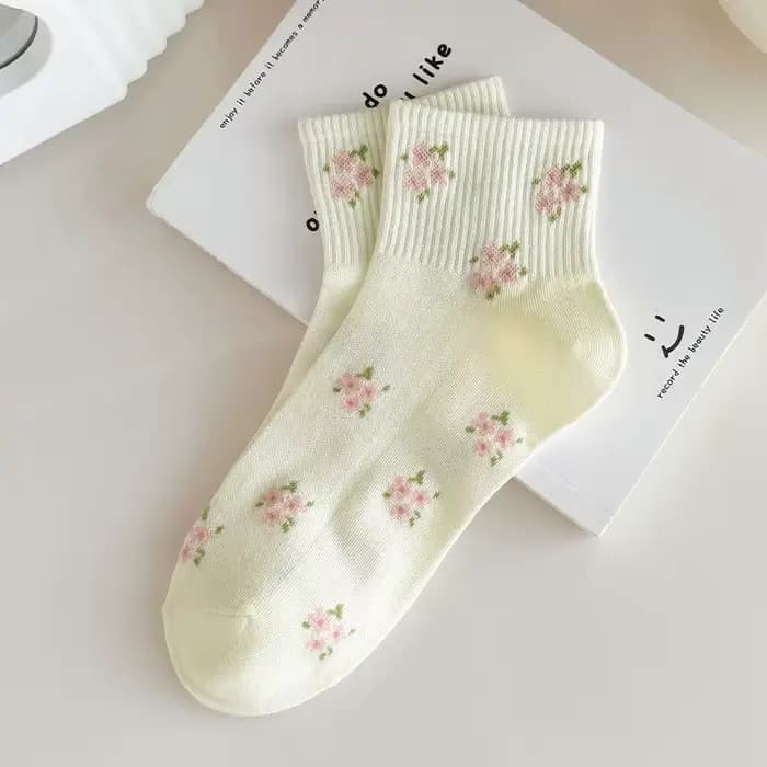 Nouveau rose nœud papillon fleur mignon JK Kawaii chaussettes courtes femmes chaussettes de créateur
