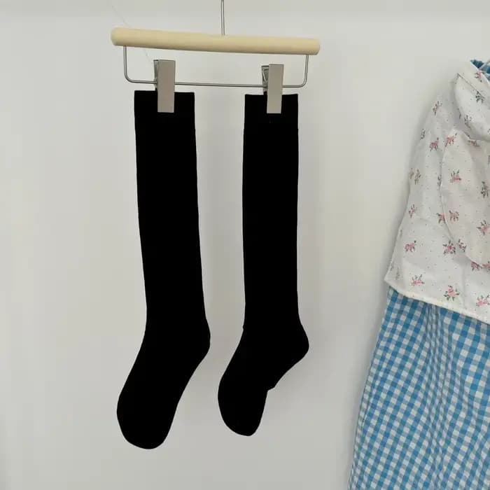 Chaussettes blanches en coton pour femmes, chaussettes fines et respirantes, chaussettes au genou po