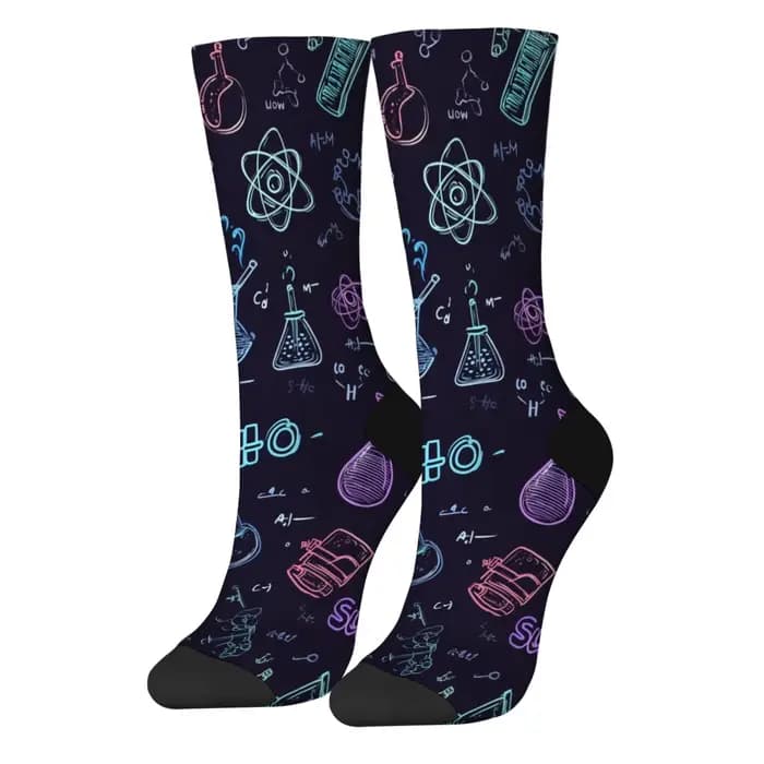 Chaussettes pour hommes, Style élément d'expérimentation scientifique, nouveauté, thème de recherche