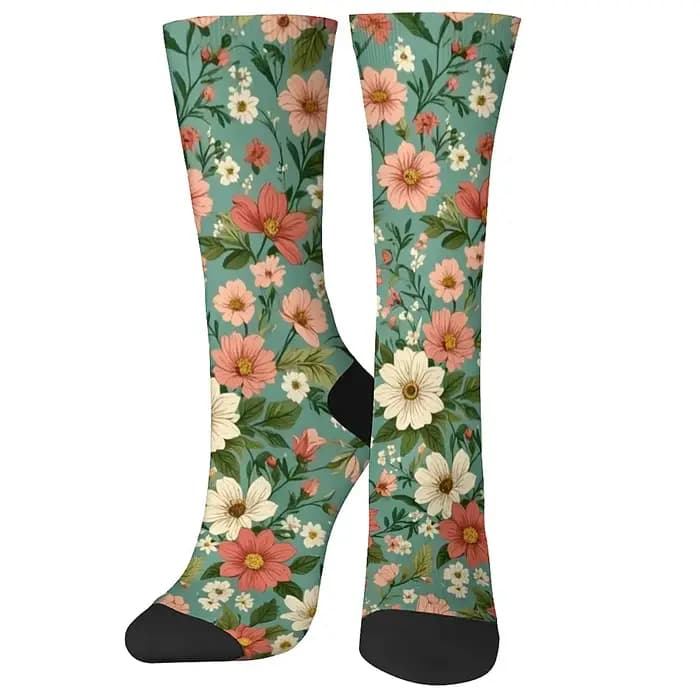 Chaussettes tricotées vintage fun floral pour hommes, confort élastique doux et respirant, sports de